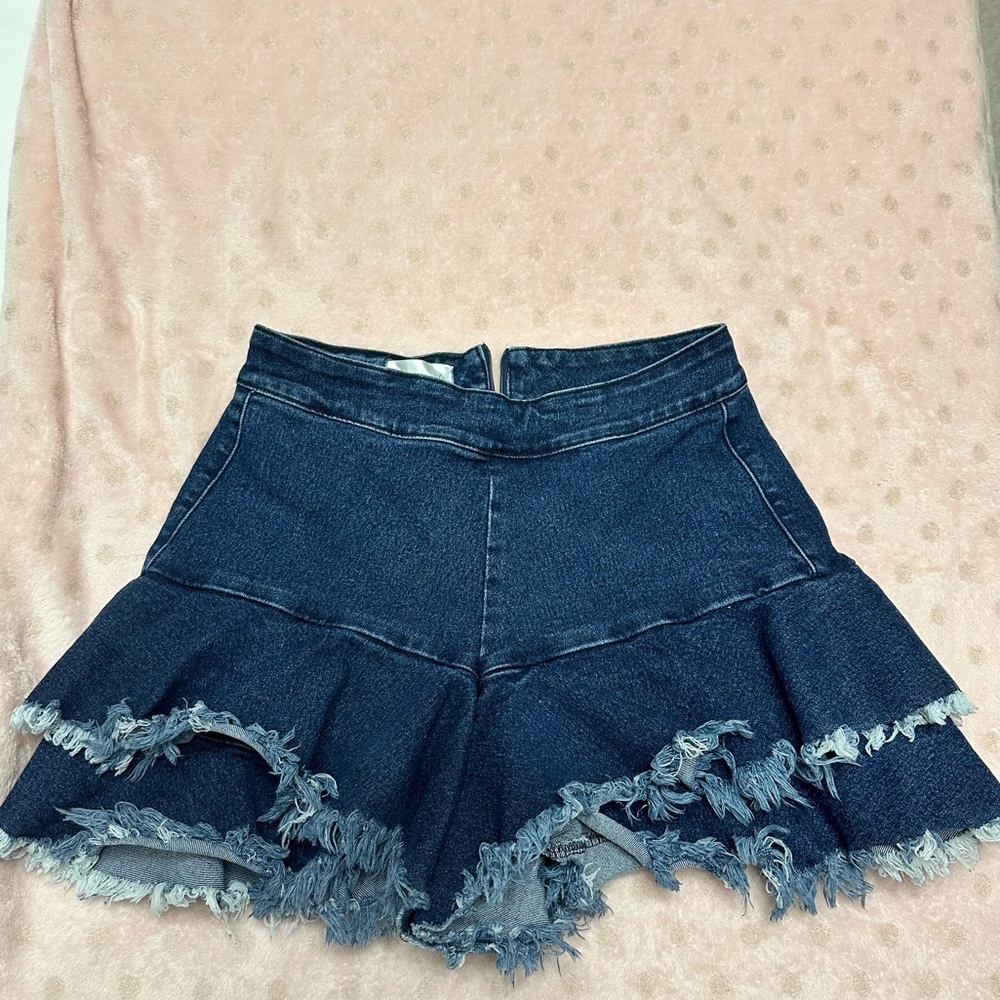 AC Rendon from Trend (Now If So) Boutique Denim Ruffle Hem Skort